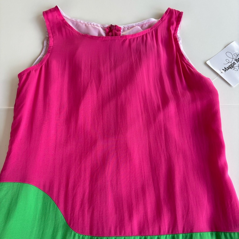 Maggie Breen Too Girl's 8 Sleeveless Pink Green Colorblock Dress NWT ($52.50) - Picture 4 of 10